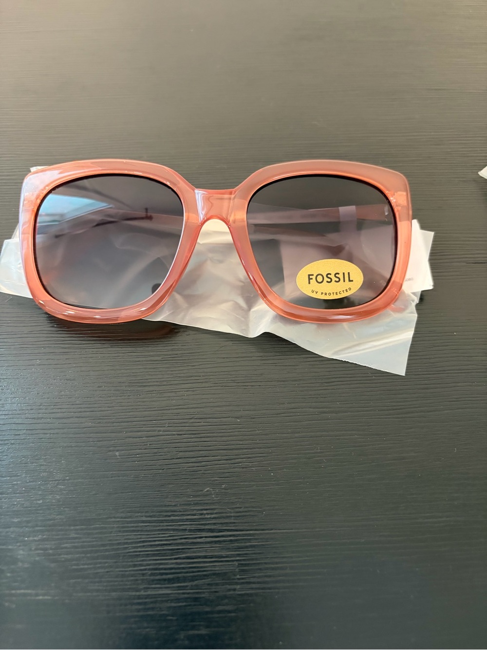 Fossil Women's Square Rectangle Sunglasses in Crystal Rose
